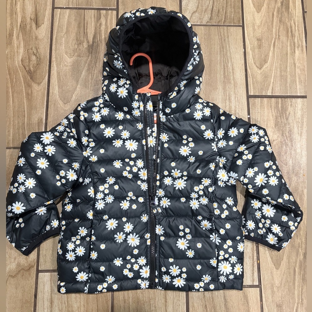 Jumping Beans 4T Black Daisy Lined Jacket Good condition - Picture 1 of 4